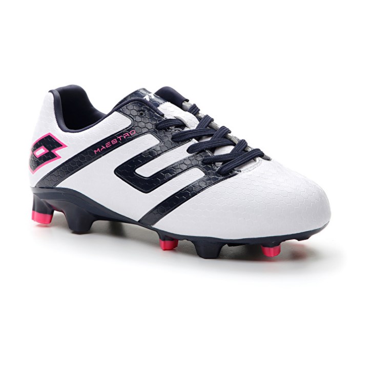 Botas de Futbol Lotto Maestro 700 IV FG JR Niños Blancas Azul Marino Azules | VW530233B6