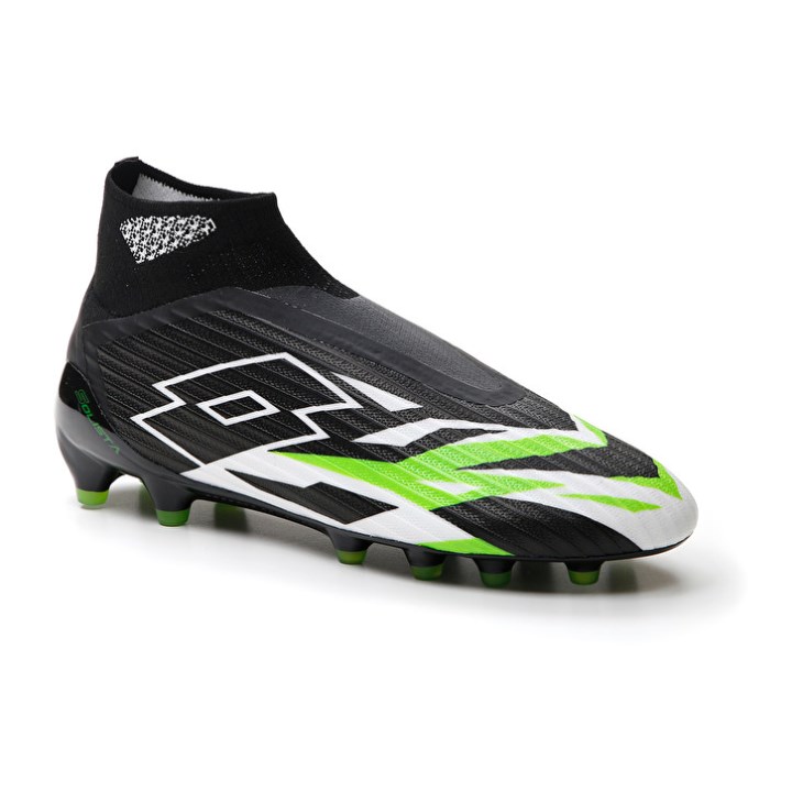 Botas de Futbol Lotto Solista 100 VI Gravity FG Hombre Negras Blancas Verde | DQ278637X8