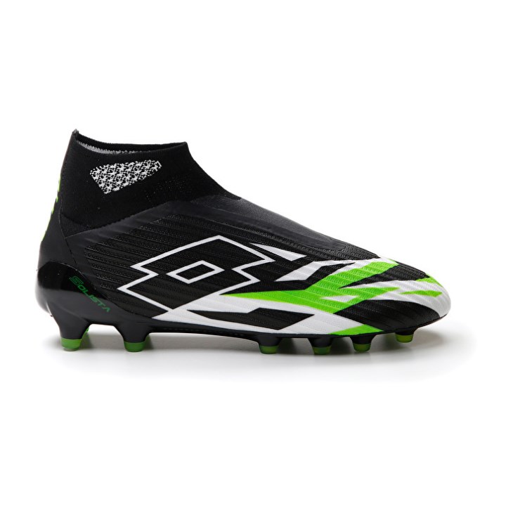 Botas de Futbol Lotto Solista 100 VI Gravity FG Hombre Negras Blancas Verde | DQ278637X8