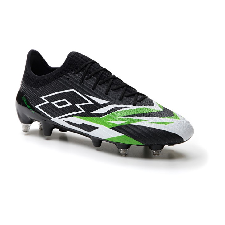 Botas de Futbol Lotto Solista 200 VI SGX Hombre Negras Blancas Verde | UD998499I2