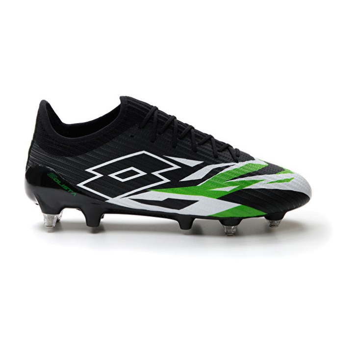 Botas de Futbol Lotto Solista 200 VI SGX Hombre Negras Blancas Verde | UD998499I2