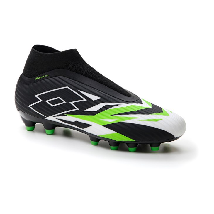 Botas de Futbol Lotto Solista 300 VI Gravity FG Hombre Negras Blancas Verde | OZ498619E7