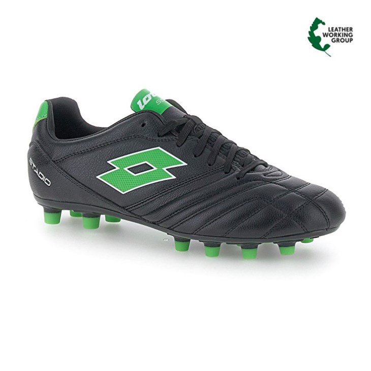 Botas de Futbol Lotto Stadio 300 III FG 50 Hombre Negras Verde | KQ648824Q9