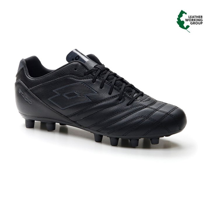 Botas de Futbol Lotto Stadio 300 III FG Hombre Negras Gris Oscuro | BO496939Q0