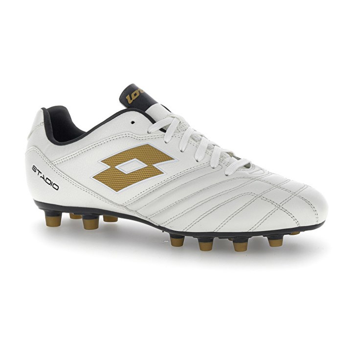Botas de Futbol Lotto Stadio 300 III FG Hombre Blancas Doradas | RH890979J1