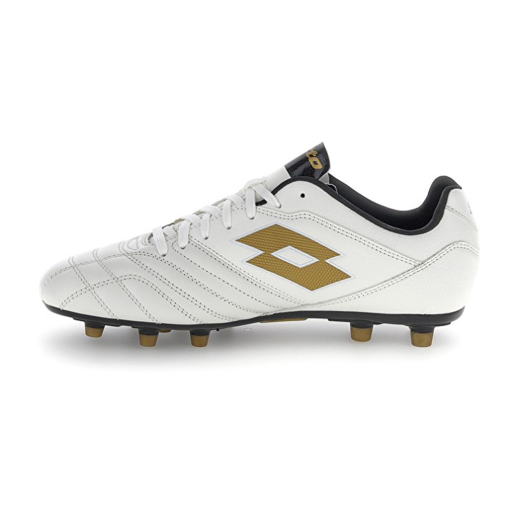 Botas de Futbol Lotto Stadio 300 III FG Hombre Blancas Doradas | RH890979J1