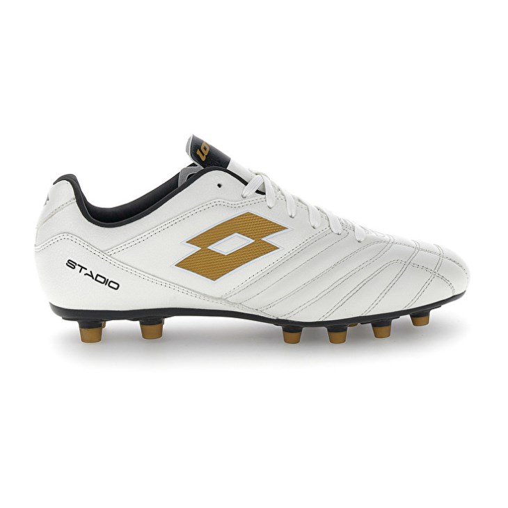 Botas de Futbol Lotto Stadio 300 III FG Hombre Blancas Doradas | RH890979J1