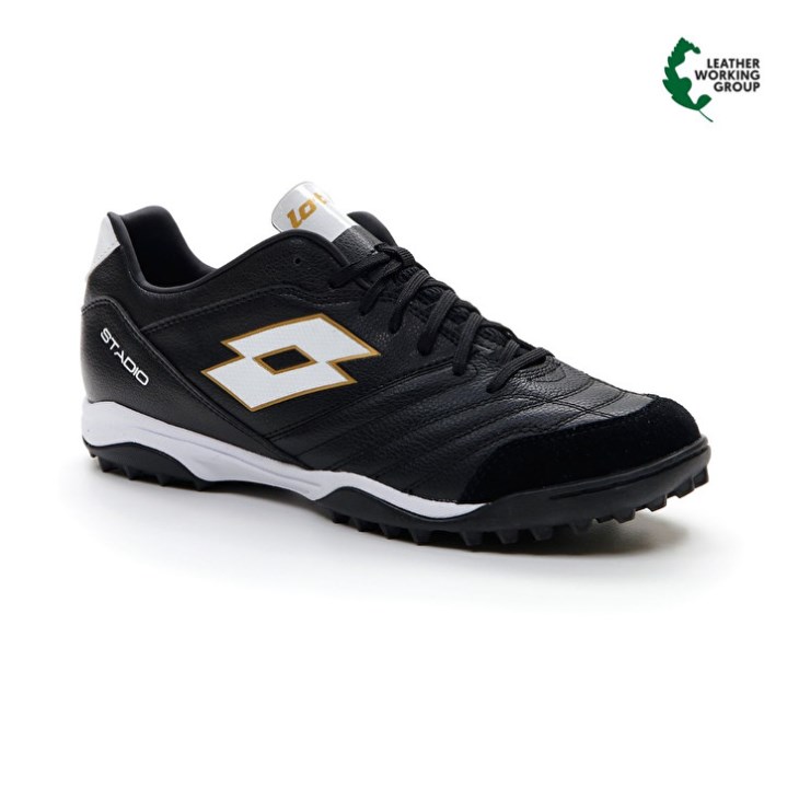 Botas de Futbol Lotto Stadio 300 II TF Hombre Negras Blancas Doradas Claro | OS149754A4