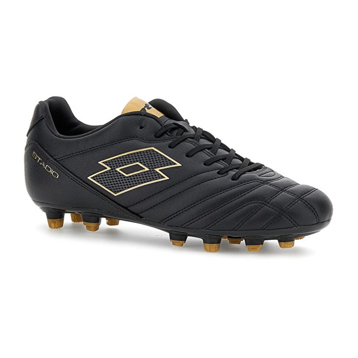 Botas de Futbol Lotto Stadio 705 FG Hombre Negras Doradas Claro | HO289778M4