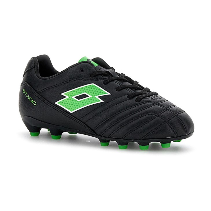 Botas de Futbol Lotto Stadio 705 FG JR Niños Negras Verde | XP305490X4
