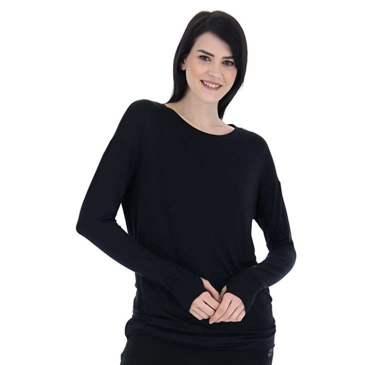 Camiseta Lotto Dinamico W V LS VI Mujer Negras | UT219431K2