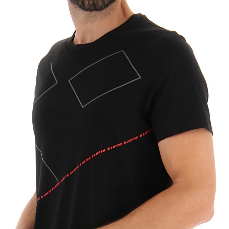 Camiseta Lotto Logo VIII 2 Hombre Negras | GE626522T4