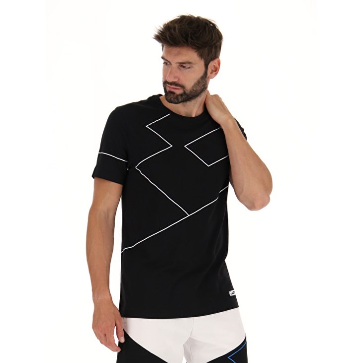 Camiseta Lotto Logo VII Sports Zip 2 Hombre Negras | MP021442X2