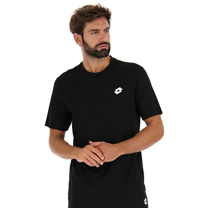Camiseta Lotto MSP Sports Zip Hombre Negras | SP345324Y5