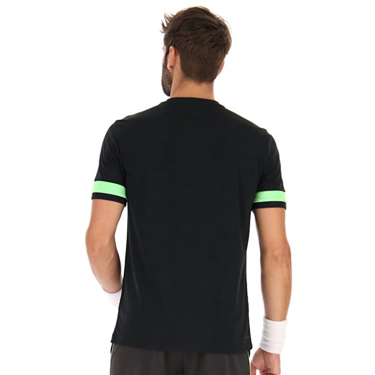 Camiseta Lotto Superrapida V Hombre Negras Verde | MB381468M6