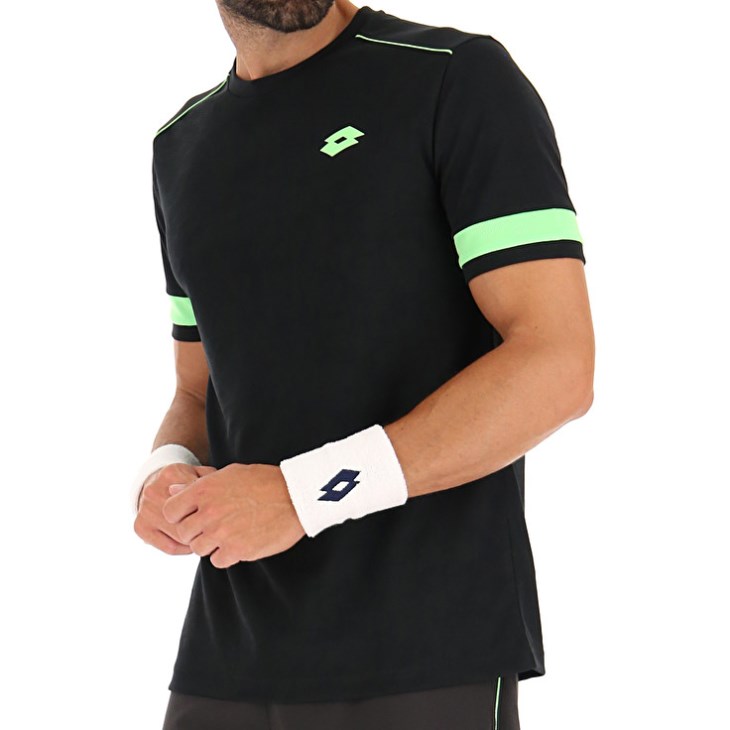 Camiseta Lotto Superrapida V Hombre Negras Verde | MB381468M6