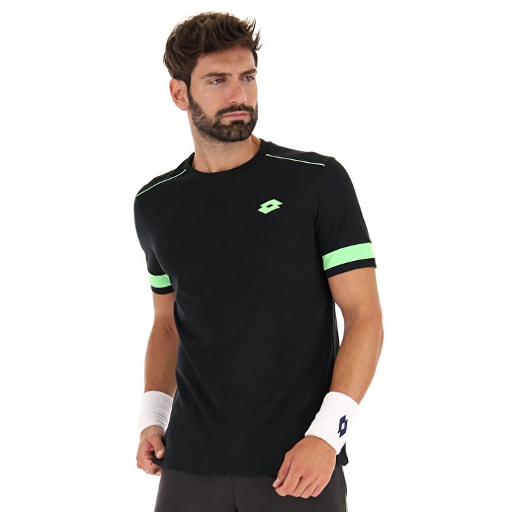Camiseta Lotto Superrapida V Hombre Negras Verde | MB381468M6