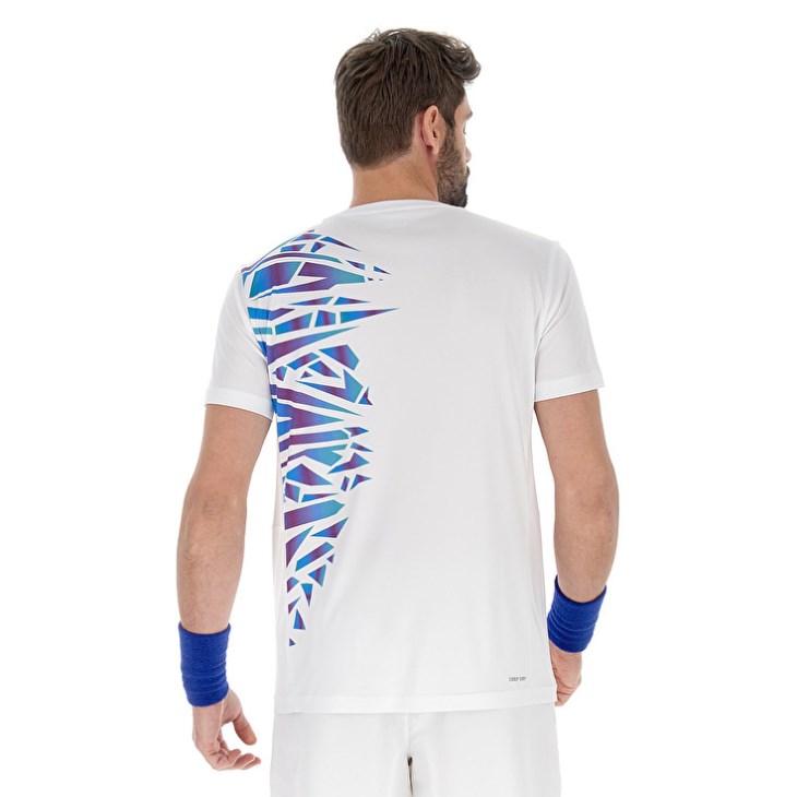 Camiseta Lotto Tech II D3 Hombre Blancas Azules | MY065106F8