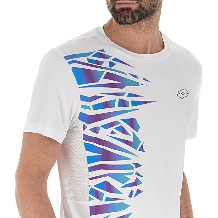 Camiseta Lotto Tech II D3 Hombre Blancas Azules | MY065106F8