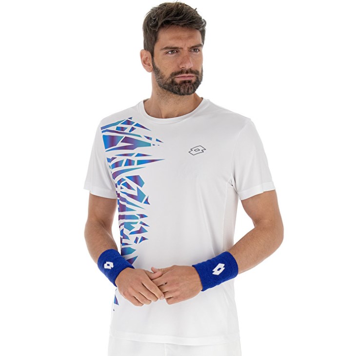Camiseta Lotto Tech II D3 Hombre Blancas Azules | MY065106F8