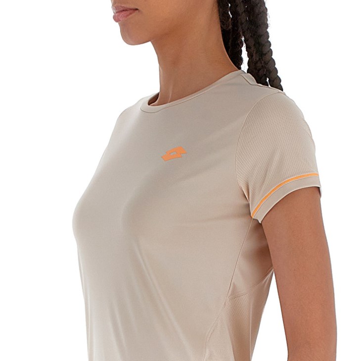 Camiseta Lotto Tech W II D3 Mujer Beige | NH214541V9