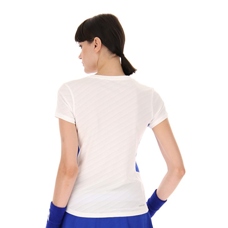 Camiseta Lotto Tech W I D2 Mujer Blancas Azul Real Azules | QY674727W4