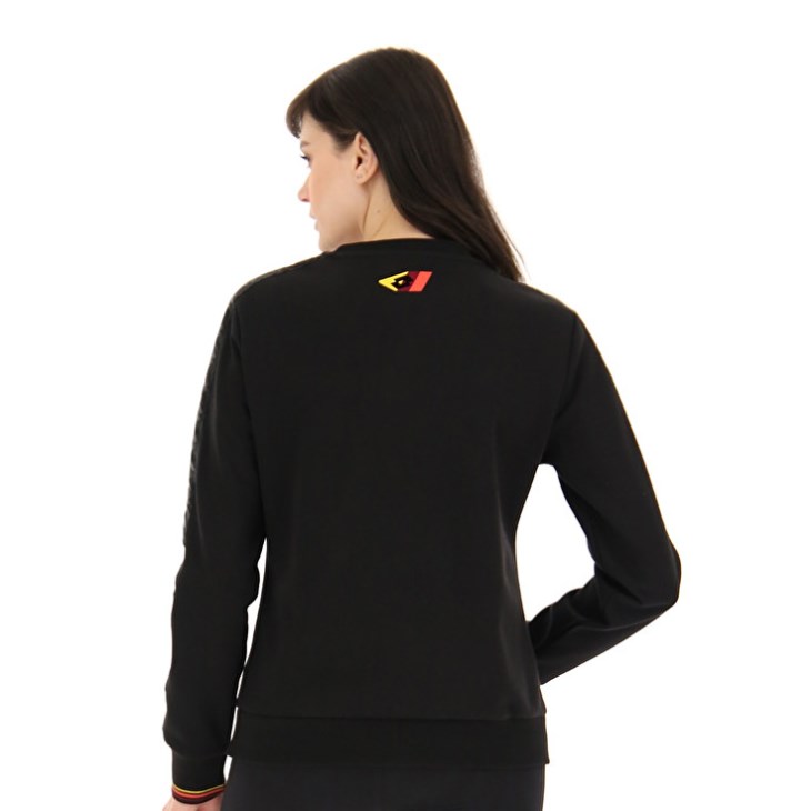 Sudadera Lotto Athletica Classic W V Crewneck RN Mujer Negras | KV713801Y8