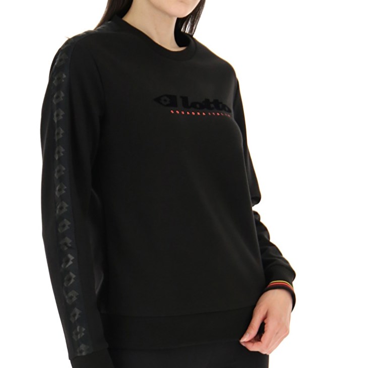 Sudadera Lotto Athletica Classic W V Crewneck RN Mujer Negras | KV713801Y8