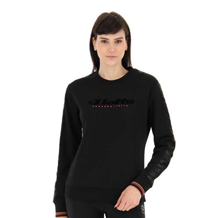Sudadera Lotto Athletica Classic W V Crewneck RN Mujer Negras | KV713801Y8