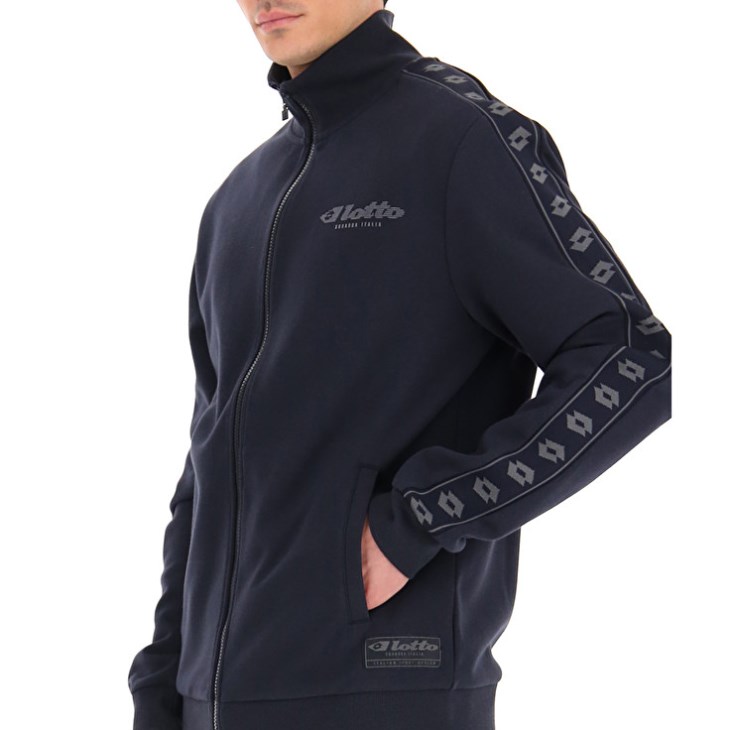 Sudadera Lotto Athletica Due IV Zip FZ PL Hombre Azul Marino Azules | IM073177M4