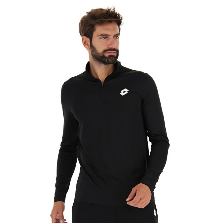 Sudadera Lotto MSP Sports Zip Hz Hombre Negras | AY007980R5