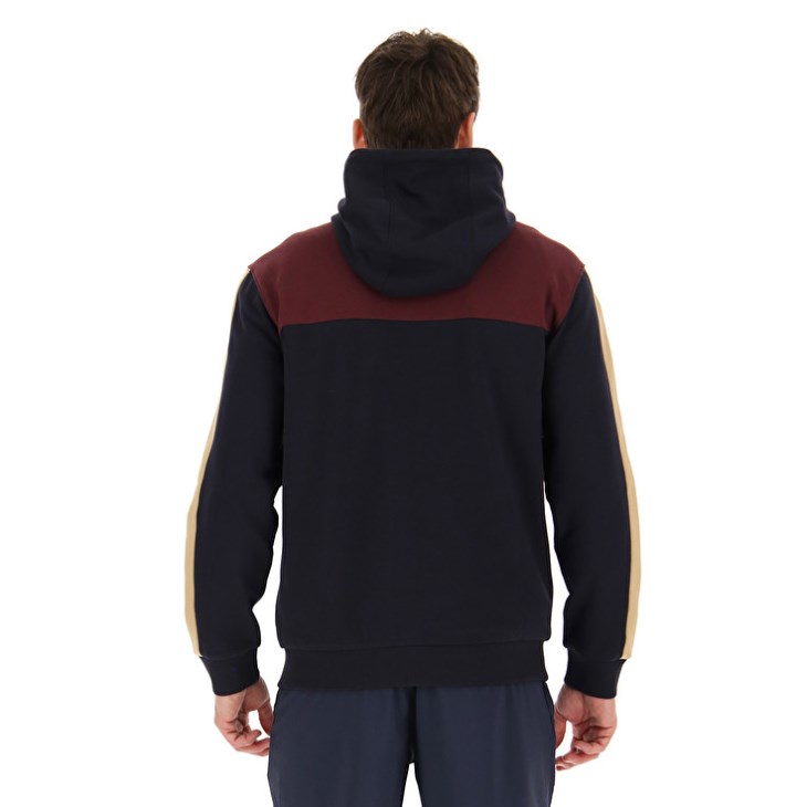 Sudadera con Capucha Lotto Athletica LG III Zip FZ HD FL Hombre Negras Rojas Oscuro | GJ832193X5