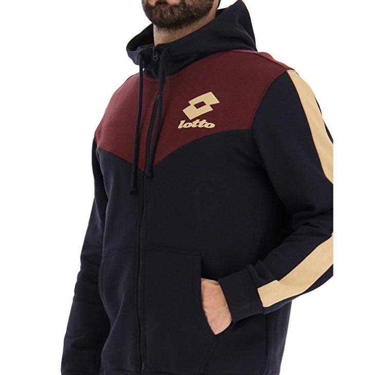 Sudadera con Capucha Lotto Athletica LG III Zip FZ HD FL Hombre Negras Rojas Oscuro | GJ832193X5