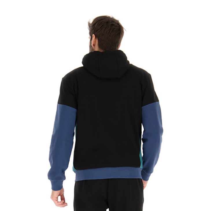 Sudadera con Capucha Lotto Athletica Plus II Sweat FZ HD Hombre Negras Azul Marino | DM802520R9