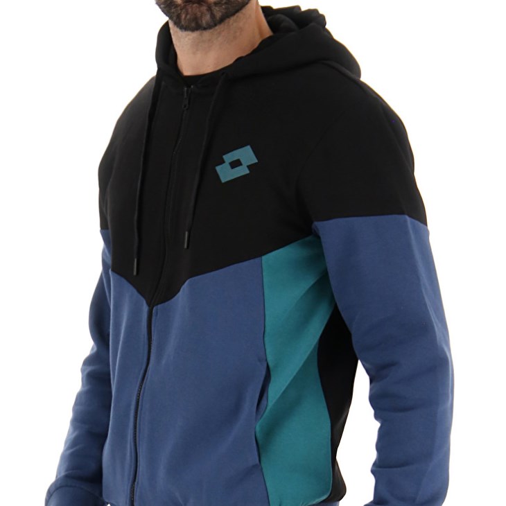 Sudadera con Capucha Lotto Athletica Plus II Sweat FZ HD Hombre Negras Azul Marino | DM802520R9
