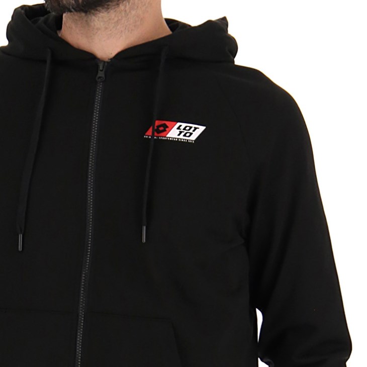 Sudadera con Capucha Lotto Logo Uno Sweat FZ HD Hombre Negras | QH825772N1