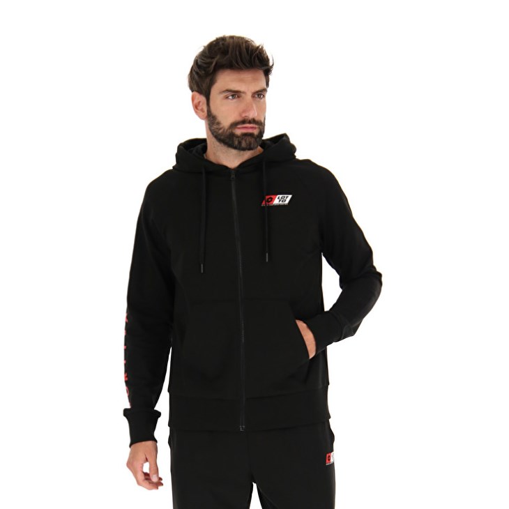 Sudadera con Capucha Lotto Logo Uno Sweat FZ HD Hombre Negras | QH825772N1