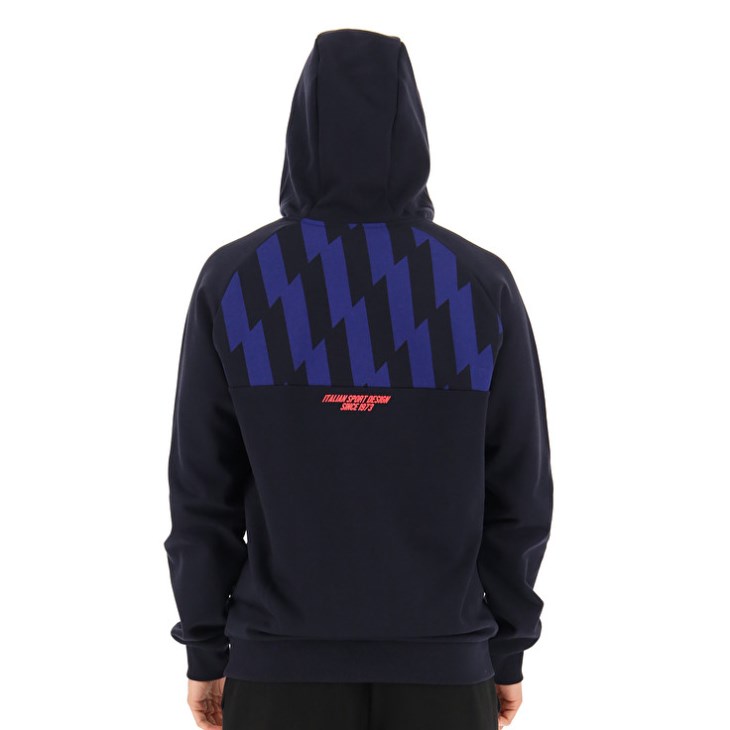 Sudadera con Capucha Lotto Logo VI Sweat HD FL Hombre Negras Azules | RX455115Y7