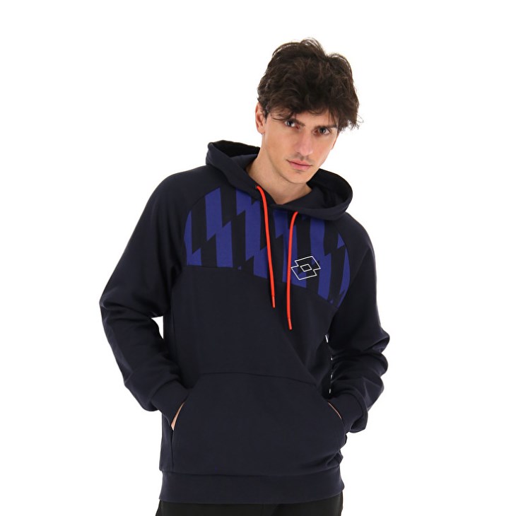 Sudadera con Capucha Lotto Logo VI Sweat HD FL Hombre Negras Azules | RX455115Y7