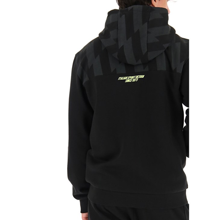 Sudadera con Capucha Lotto Logo VI Zip FZ HD FL Hombre Negras | WQ881048S8