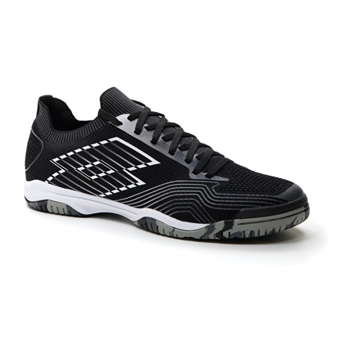Zapatillas Fútbol Sala Lotto Tacto 250 ID Hombre Negras Blancas Gris | NO582378S3