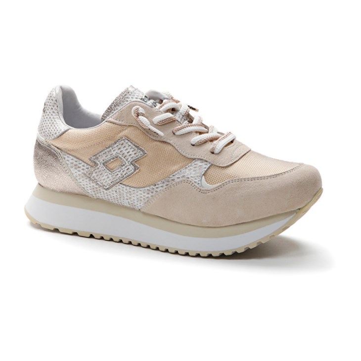 Zapatillas Lotto Tokyo Wedge II Shiny W Mujer Blancas Doradas | GW611631I7