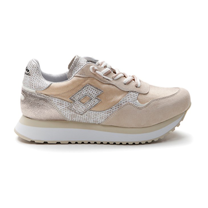 Zapatillas Lotto Tokyo Wedge II Shiny W Mujer Blancas Doradas | GW611631I7