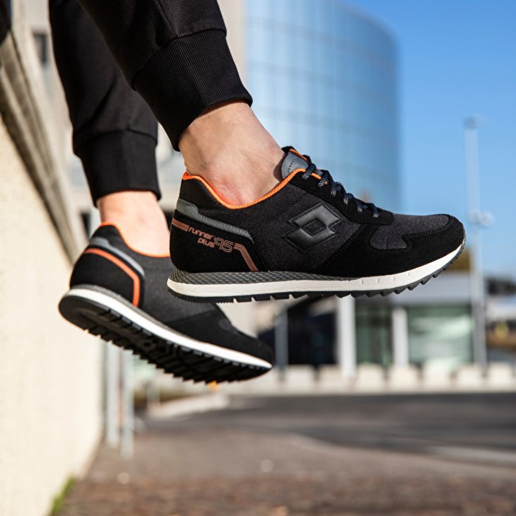 Zapatillas Running Lotto Runner '95 AMF Hombre Negras Gris | YR132693Y3