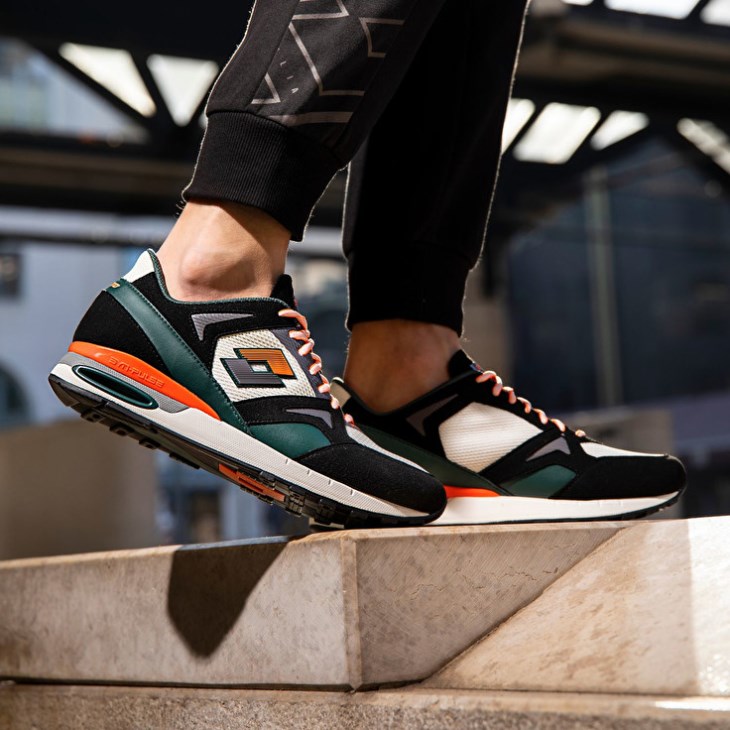 Zapatillas Running Lotto Synpulse '93 AMF Hombre Blancas Negras Verde | PN484738N4