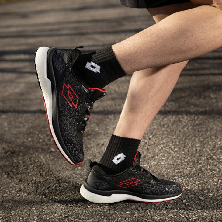 Zapatillas Running Lotto Volata Hyperpulse 100 Hombre Negras Rojas | FH478737T4