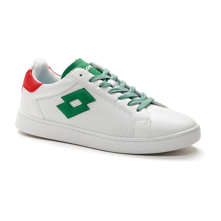 Zapatillas Tenis Lotto 1973 AMF NET Hombre Blancas Verde Rojas | XK766776D4