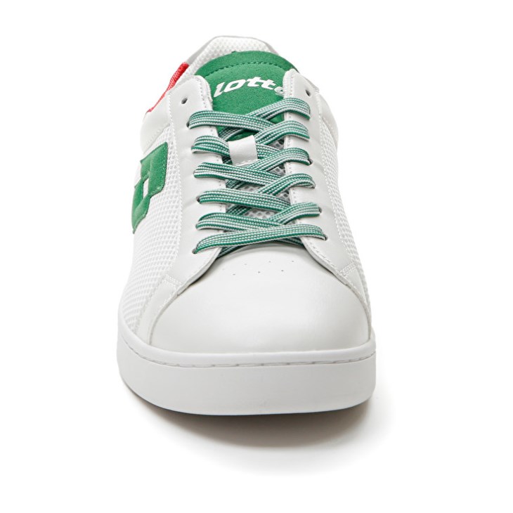 Zapatillas Tenis Lotto 1973 AMF NET Hombre Blancas Verde Rojas | XK766776D4