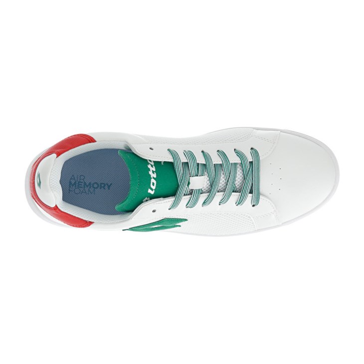 Zapatillas Tenis Lotto 1973 AMF NET Hombre Blancas Verde Rojas | XK766776D4