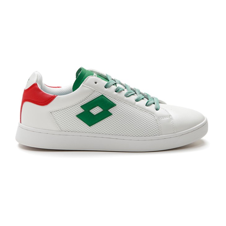 Zapatillas Tenis Lotto 1973 AMF NET Hombre Blancas Verde Rojas | XK766776D4